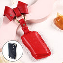 Car Female Style Cowhide Leather Key Protective Cover for Lexus, with Bow (Red)