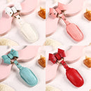 Car Female Style Cowhide Leather Key Protective Cover for Tesla Model 3, A Type with Bow (Lake Blue)