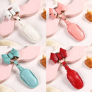 Car Female Style Cowhide Leather Key Protective Cover for Tesla Model X, B Type with Bow (Red)