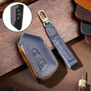 Hallmo Car Cowhide Leather Key Protective Cover for Volkswagen Golf 8 (Blue)