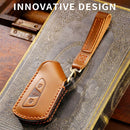 Hallmo Car Cowhide Leather Key Protective Cover for Volkswagen Golf 8 (Black)