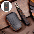 Hallmo Car Genuine Leather Key Protective Cover for Toyota Sienna 5-button (Black)