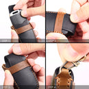 Hallmo Car Genuine Leather Key Protective Cover for Toyota Sienna 5-button (Black)
