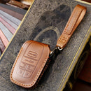 Hallmo Car Genuine Leather Key Protective Cover for Toyota Sienna 6-button (Blue)