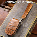 Hallmo Car Genuine Leather Key Protective Cover for Jeep Compass 5-button (Brown)