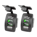 2 PCS Switch Type Dual USB 3.1A Car Charger 12-24V (Green Light)