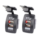 2 PCS Switch Type Dual USB 3.1A Car Charger 12-24V (Red Light)