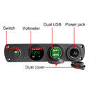 3 PCS 4-hole Panel Combination Switch Dual USB 4.2A Power Plug with Voltmeter (Green Light)