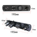 3 PCS 4-hole Panel Combination Switch Dual USB 4.2A Power Plug with Voltmeter (Red Light)