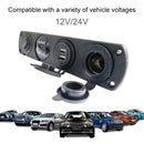 3 PCS 4-hole Panel Combination Switch Dual USB 4.2A Power Plug with Voltmeter (Red Light)
