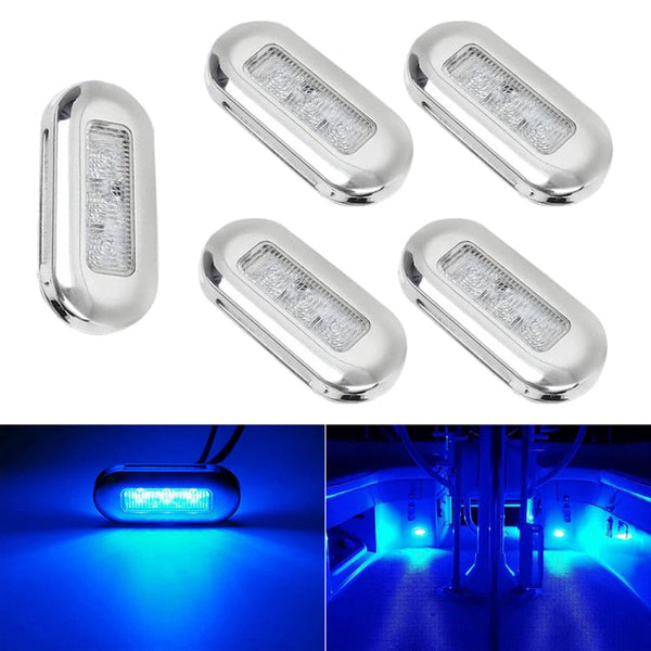 5 PCS MK-056 Ship / Yacht 3 inch 12V LED Waterproof Stainless Steel Underwater Light (Blue Light)