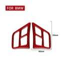 2 PCS Set for BMW 3 Series E90 Carbon Fiber Car Steering Wheel Button Frame Decorative Sticker,Left and Right Drive Universal (Red)
