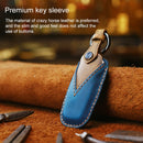 For Audi Series Car Cowhide Leather Key Protective Cover Key Case, B Version 2011-2018 (Blue)