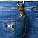 For Audi Series Car Cowhide Leather Key Protective Cover Key Case, B Version 2011-2018 (Brown)