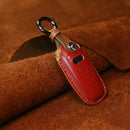 For Audi Series Car Cowhide Leather Key Protective Cover Key Case, C Version 2018 and Above (Red)