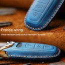 For Audi Series Car Cowhide Leather Key Protective Cover Key Case, C Version 2018 and Above (Red)