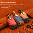 For Volkswagen Car Cowhide Leather Key Protective Cover Key Case, B Version(Brown)