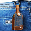 For Volkswagen Car Cowhide Leather Key Protective Cover Key Case, B Version(Brown)