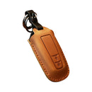 For Toyota Car Cowhide Leather Key Protective Cover Key Case, Two Keys Version(Brown)