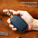 For Toyota Car Cowhide Leather Key Protective Cover Key Case, Three Keys Version (Blue)