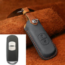 For Mazda Old Style Car Cowhide Leather Key Protective Cover Key Case, Two Keys Version (Black)