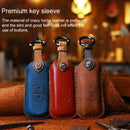 For Mazda Old Style Car Cowhide Leather Key Protective Cover Key Case, Two Keys Version (Blue)