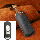 For Mazda Old Style Car Cowhide Leather Key Protective Cover Key Case, Three Keys Version (Black)