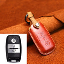 For Kia Old Style Car Cowhide Leather Key Protective Cover Key Case (Red)
