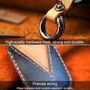 For Nissan Car Cowhide Leather Key Protective Cover Key Case, Three Keys Horizontal Line Version (Blue)