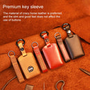 For Volvo Single Slit Style Car Cowhide Leather Key Protective Cover Key Case (Brown)