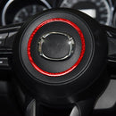 Car Carbon Fiber Steering Wheel Decorative Sticker for Mazda 3 Axela 2017-2018, Left and Right Drive (Red)