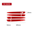 Car Carbon Fiber without Hole Outside Door Handle Decorative Sticker for Mazda CX-5 2017-2018, Left Drive (Red)