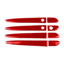 Car Carbon Fiber with Hole Outside Door Handle Decorative Sticker for Mazda CX-5 2017-2018, Left Drive (Red)