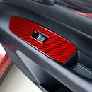 Car Carbon Fiber Window Glass Lift Panel Decorative Sticker for Mazda CX-5 2017-2018, Left Drive (Red)
