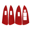 Car Carbon Fiber Window Glass Lift Panel Decorative Sticker for Toyota RAV4 2006-2013, Right Drive (Red)