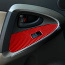 Car Carbon Fiber Window Glass Lift Panel Decorative Sticker for Toyota RAV4 2006-2013, Right Drive (Red)