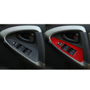 Car Carbon Fiber Window Glass Lift Panel Decorative Sticker for Toyota RAV4 2006-2013, Right Drive (Red)
