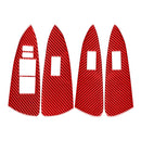 Car Carbon Fiber Window Glass Lift Panel Decorative Sticker for Toyota RAV4 2006-2013, Left Drive (Red)