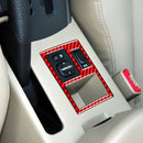 Car Carbon Fiber Rear Mirror Adjustment Switch Frame Decorative Sticker for Toyota RAV4 2006-2013, Left Drive (Red)