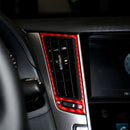 Car Carbon Fiber Central Air Outlet Decorative Sticker for Infiniti Q50 2014-2020, Left and Right Drive(Red)