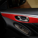 Car Carbon Fiber B Style Door Handle Panel Decorative Sticker for Infiniti Q50 2014-2020, Left Drive(Red)
