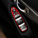 Car Carbon Fiber Window Glass Lift Panel Decorative Sticker for Infiniti Q60, Right Drive(Red)