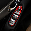 Car Carbon Fiber Window Glass Lift Panel Decorative Sticker for Infiniti Q60, Left Drive(Red)