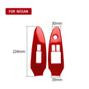 2 in 1 Car Carbon Fiber Window Lift Panel Decorative Sticker for Nissan 370Z / Z34 2009-, Right Drive Low-configured (Red)