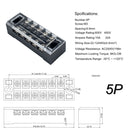 5 PCS Car 5-way TB-1505 Dual Row Power Terminal Connector + 5-position Connection Strip with Cover