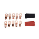 10 PCS AWG T2 Copper Heavy-duty Cold-pressed Wire Terminals 2 x 5/16 with Heat Shrinkable Tube
