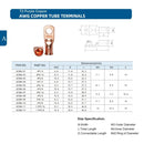 10 PCS AWG T2 Copper Heavy-duty Cold-pressed Wire Terminals 6 x 1/4 with Heat Shrinkable Tube