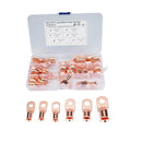 42 PCS Wire Terminals Connector Cable Lugs AWG T2 Copper Heavy-duty Cold-pressed Battery Cable Ends