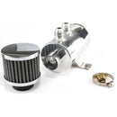 Aluminum Baffled Oil Catch Can Breather Can with Drain Valve and Filter 2 Ports AN10 Oil Coolant Fuel Overflow Tank, Capacity: 750ML (Silver)