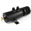 Aluminum Baffled Oil Catch Can Breather Can with Drain Valve and Filter 2 Ports AN10 Oil Coolant Fuel Overflow Tank, Capacity: 750ML